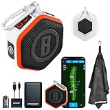 Bushnell Golf Wingman Mini GPS Speaker (Orange/White) | Magnetic Mount, Music & Audible Distances for 38,000+ Courses, Carabiner Clip, Waterproof, 36-Hole Battery, with Signature Series Power Bundle