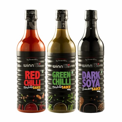 Image of Winn Pro Chef Red Chilli, Green Chilli, Dark Soya Sauce 700 G - Pack Of 3 | Chinese Sauces | No Artificial Colour Or Flavours | No Trans Fats | No Msg