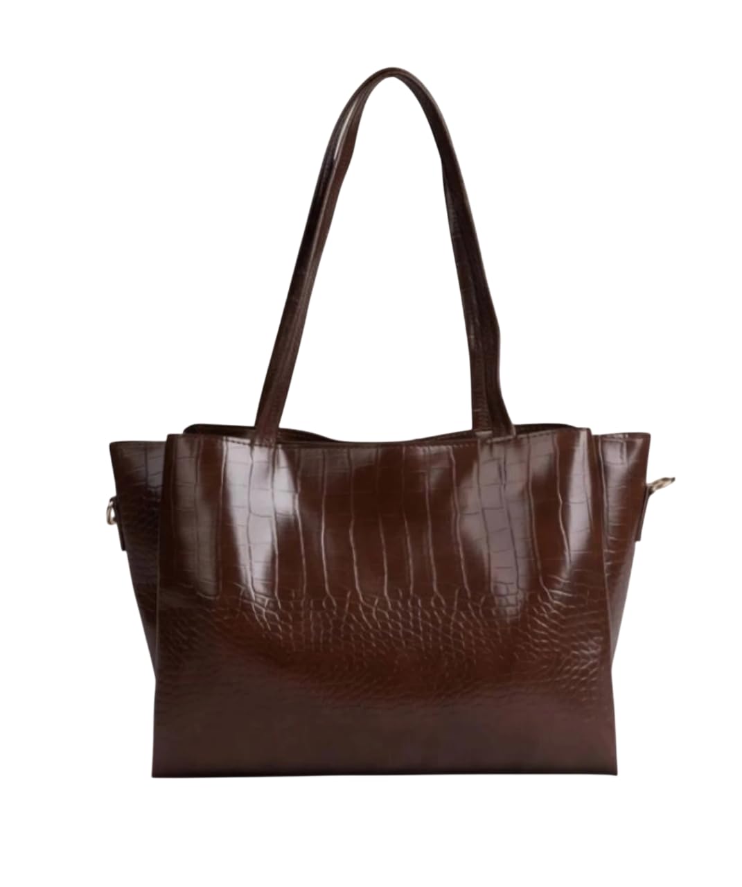 Women Croco Texture Tote Bag | Stylish PU Leather Shoulder Handbag for Women | Large Capacity Ladies Purse for Office, College, Travel & Shopping-Tan-image-13
