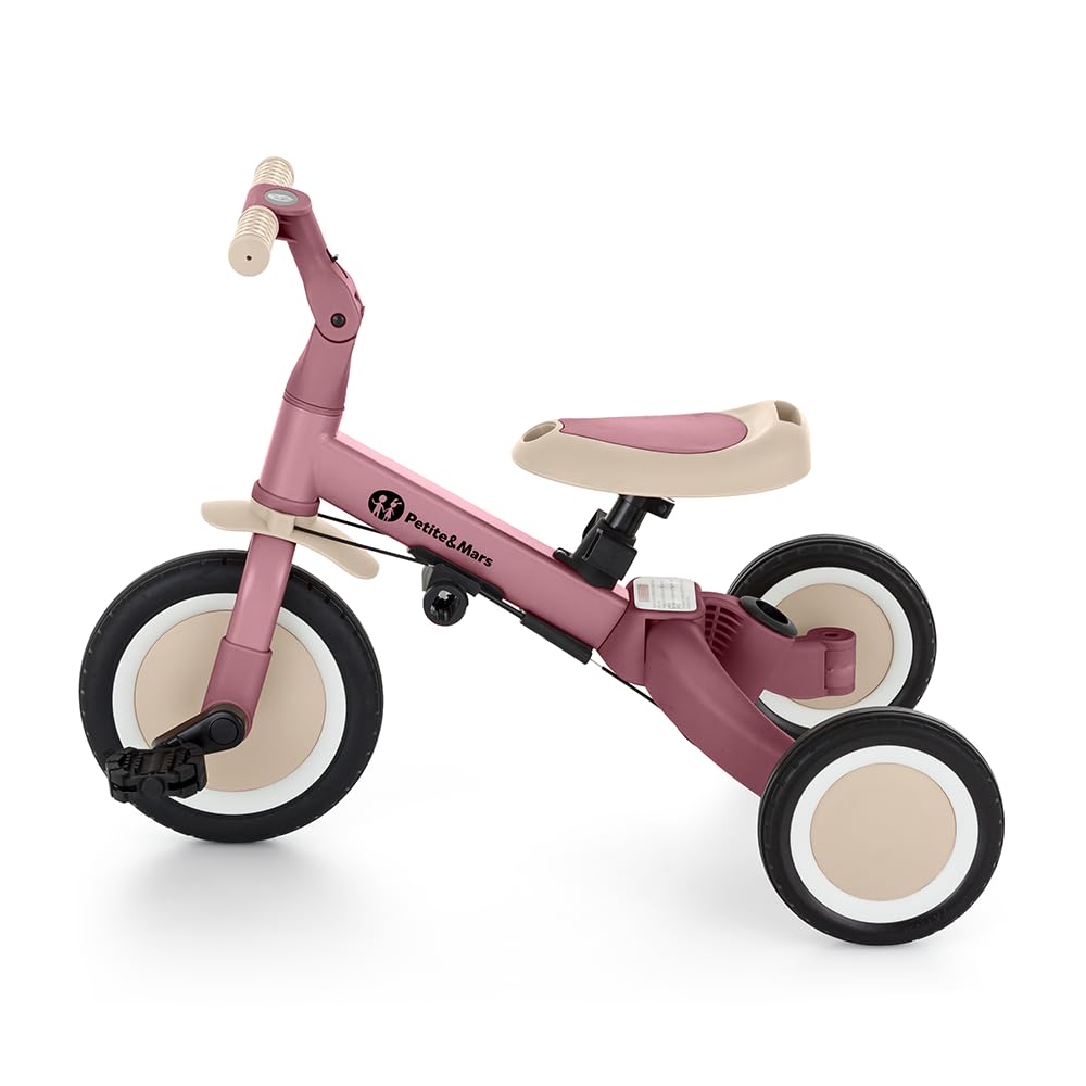 Petite&Mars Turbo 5-in-1 Triciclo Evolutivo – Bici Bimbo Multifunzione Regolabile, 1,5 a 5 Anni (Rosa Polvere)