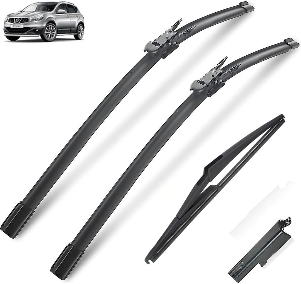 Acwyahso Wiper Blades Front Rear Set for Nissan Qashqai J10 2006-2013 Dualis NJ10 24" 15" 12" - All-Weather Performance