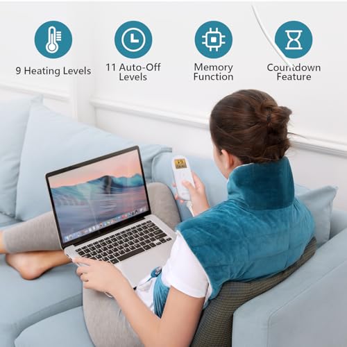 Image of Comfytemp Fathers Day Dad Gifts, Weighted Heating Pad for Back Neck Shoulders, Birthday Gifts for Men Women Husband Wife, Large Electric Heating Wrap FSA Eligible, 9 Heat Settings & 11 Timers, 22 inchx33 inch