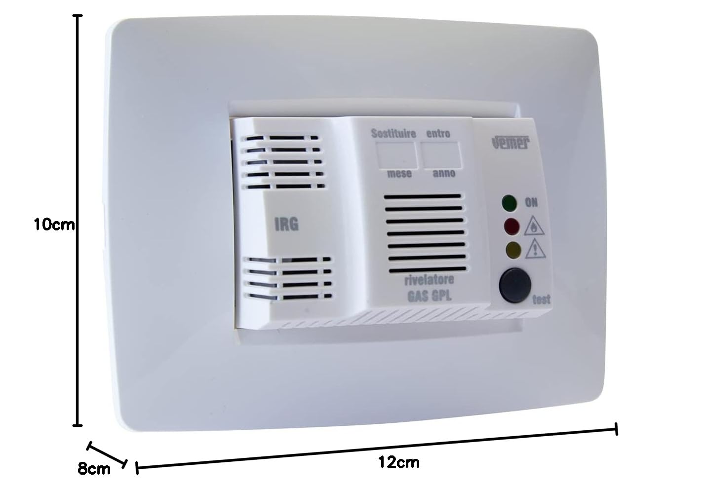 VEMER VE295200 IRG - Rilevatore Gas GPL da Incasso (3 moduli), Alimentazione 230V, Grigio Antracite e Bianco