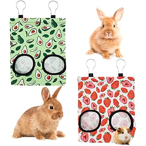 2 Stück Hasen-Futterstation Heutaschen, Hängende Heufuttertasche Tasche Cover