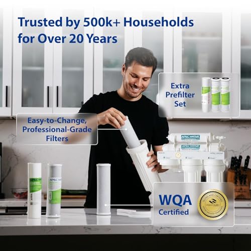 Image of APEC Water Reverse Osmosis Water Filter System, WQA Certified, 6-Stage with Alkaline Mineral pH+ and Extra High Capacity Pre-Filter Set Stage 1-3, Ultra Safe Essence Series, 75 GPD