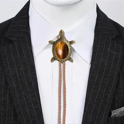 Image of GelConnie Native American Bolo Tie Rodeo Cowboy Leather Necktie Western Necklace Costume Accessories for Men,Women