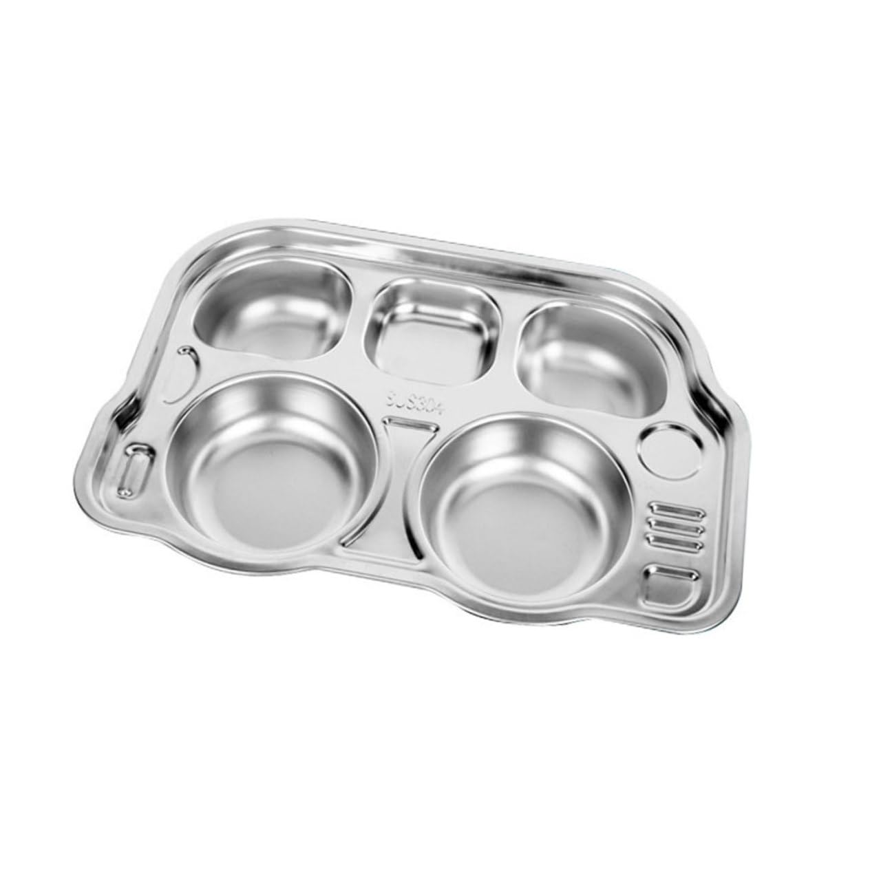 Unomor Stainless Steel Divided Food Plate Cartoon Snack Storage Tray with Multiple Compartments for Breakfast Dinner for Family Use