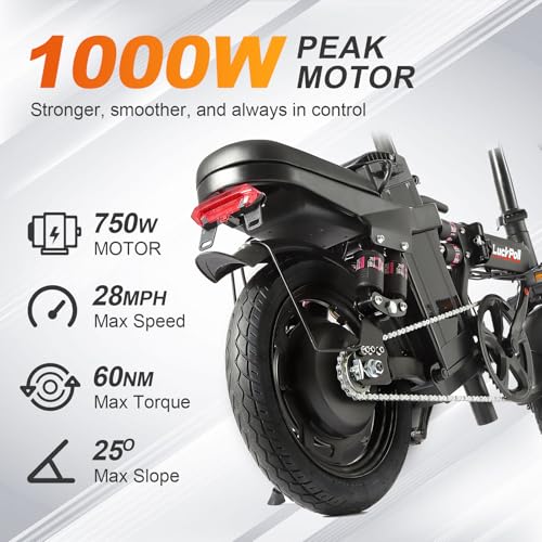 Image of LuckRoll Foldable Electric Bike for Adults - 2000W /1000W, 40 /28MPH, 52V 25Ah, 48V 15Ah,60-80mi Range, Removable Battery, UL2849 Certified Commuter E-Bike