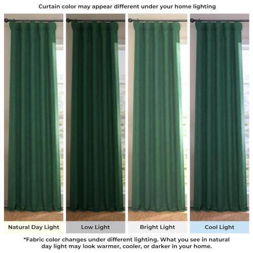 Image of HPD Half Price Drapes - Faux Linen Curtains for Living Room (1 Panel) - 100W X 108L - Extra Wide Textured Room Darkening Curtains for Bedroom 108 Inches Long - Drapes for Home Decor, Key Green