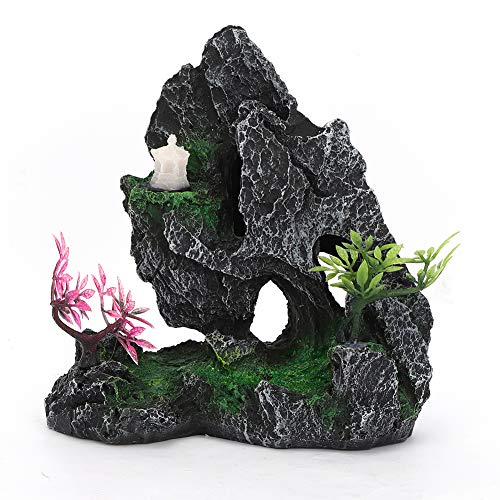 WUGHVS CL002 Rocería Artificial de Resina para acuarios, casa de escondite para Peces con Grietas internas, Ornamento de Resina no tóxica para acuarios de Agua Dulce, paisajismo acuático