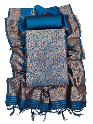 Image of Women's Banarasi Silk Unstitched Salwar Suit Dress Material with Dupatta, Unstitched Salwar Suit Set with Dupatta, Salwar Material for Women, Salwar Material for Women Unstitched