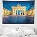 Produktbild ABAKUHAUS Reise Wandteppich und Tagesdecke, Brandenburger Tor, aus Weiches Mikrofaser Stoff Waschbar mit Klaren Farben, 150 x 110 cm, Gelb Rosa Blau