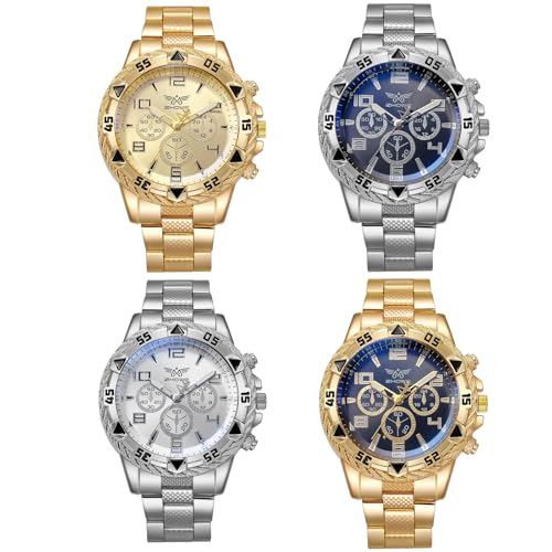 Dacdyi 4 pcs Classics Business Watches for Men Big Face Mens Watch Wholesales Analog Quartz Wristwatch
