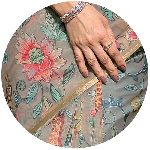 Image of MIRCHI FASHION Saree for Woman Organza Floral Printed | Lightweight Elegant Traditional Sari with Matching Blouse Piece