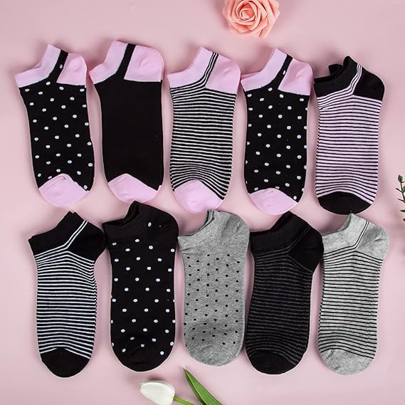 10 Pairs Ankle Trainer Sneakers Socks for Women Non Slip Cotton No Striped Show Low Cut Casual Socks4