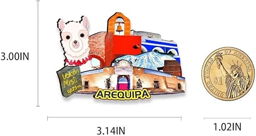 Miniatura 3 de Arequipa - Imán de madera para nevera, diseño de Perú, monumentos en 3D, recuerdos coleccionables, decoración hecha a mano