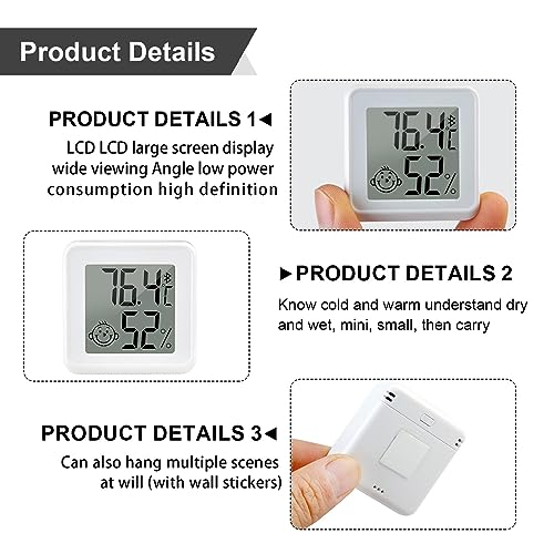 Acboor 4 Stück Mini LCD Thermometer, Digital Hygrometer Thermometer Innen, Thermometer Hygrometer, Kabelloses, Luftfeuchtigkeit Meter für Babyzimmer Wohnzimmer Büro Gewächshaus – Bild 4
