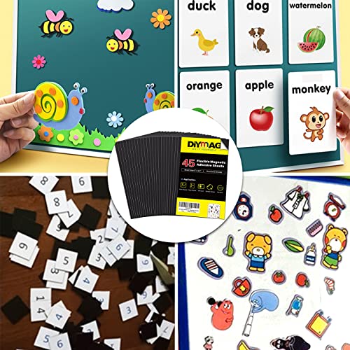 Diymag Magnetic Adhesive Sheets,|2" X 3.5"| 45 Pack，Cuttable Magnetic Sheets With Adhesive Backing，Flexible Magnet Sheets With Adhesive For Crafts, Photos And Die Storage, Easy To Cut Into Any Shape #TOP3