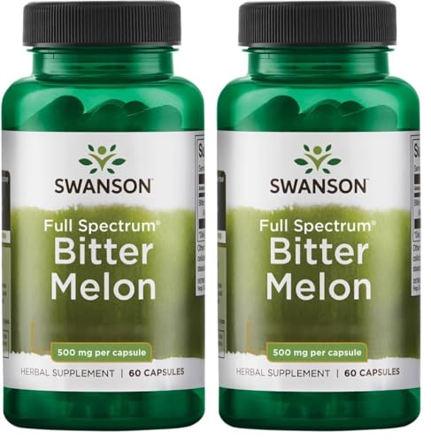 Swanson Bitter Melon (Melone Amaro) 500 mg - 60 capsule (Confezione da 2) - Non-GMO, Senza Soia, Senza Glutine, Testato in Laboratorio