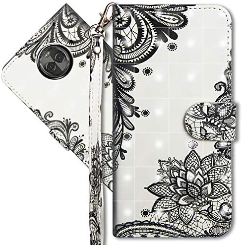 COTDINFORCA Moto E5 Play Wallet Case, Moto E5 Cruise Premium PU Leather Case, 3D Creative Painted Effect Design Full-Body Protective Cover for Motorola Moto E5 Play. PU- Lace Flower