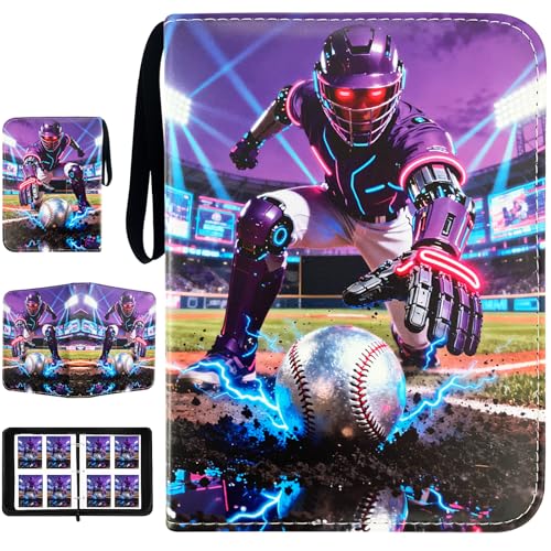 Baseball Card Binder,Trading Card Binder 4 Pocket with 50 Removable