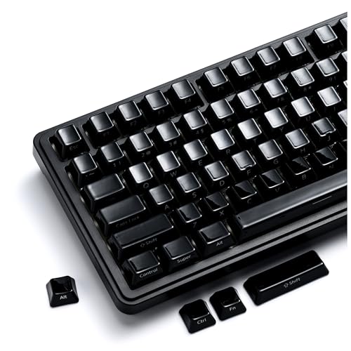 XVX Real Ceramic Keycaps Set 120 Keys Black Side Printed Shine Through Keycaps Cherry Profile Ceramic Key Caps for MX Switches Full Keycap Set for 60% 65% 75% TKL Full Size Gaming Keyboards-Black
