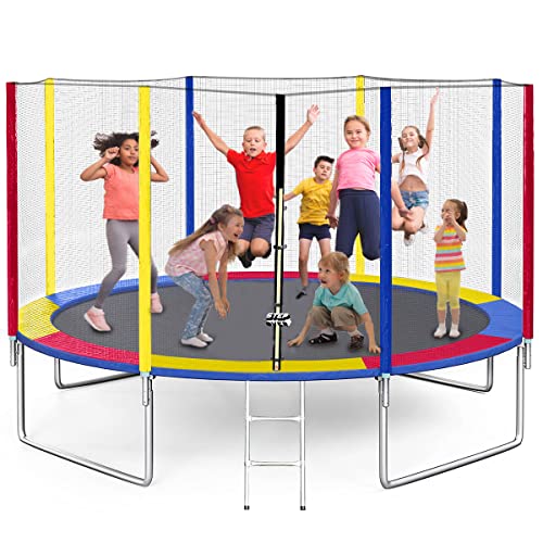 Image of STEP OVER 6FT,8FT,10FT,12FT, 14FT, 16FT Trampoline (12 FEET) for Kids /Adults || Indoor /Outdoor (Supports Upto 225kgs)||Enclosure net and Poles Safety Pad Jumping Mat ||Heavy Duty||2026 Edition