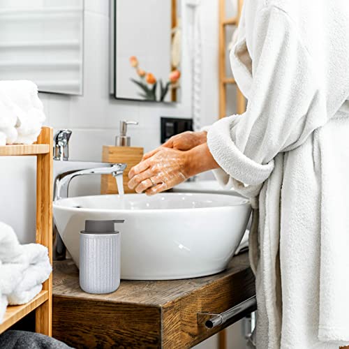 Lala Dolce Foam Dispenser - Hand Pump Dispenser Beige Foaming Soap Dispenser Ceramic Dish Liquid Dispenser For Kitchen Bathroom Hand Wash Bottle (13.5Oz/400Ml Blue) #TOP6