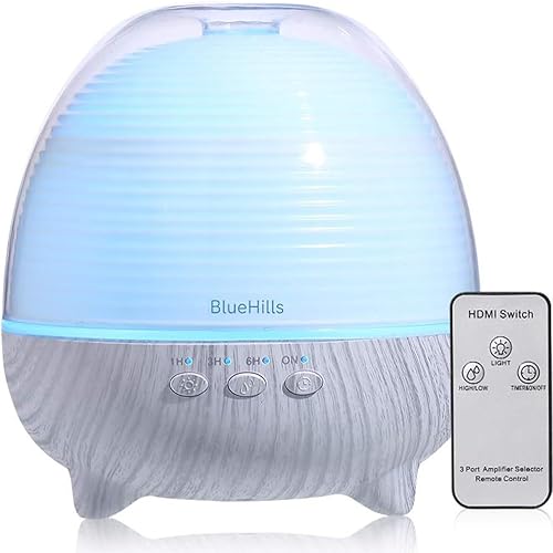 BlueHills Difusor de aceite esencial de alta calidad con control remoto, lindo humidificador de aromaterapia, área de cobertura de gran capacidad