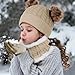 Yolyoo 3 Pack Fashion Winter Beanie Hat Scarf Gloves Set for Kids,Knit Pompom Toddler Hats Neck Warmer Gloves for Girls Boys (Khaki)
