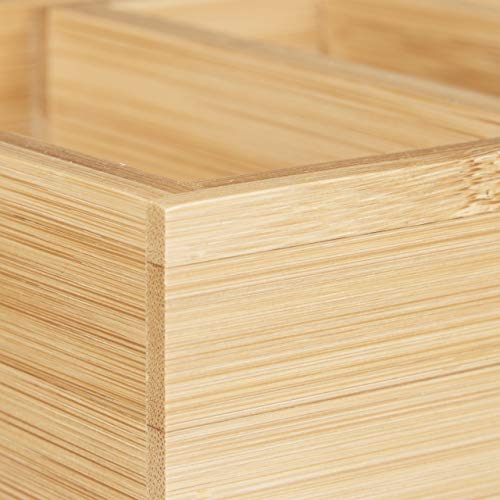 Relaxdays Karteikasten DIN-A8 Bambus, Visitenkarten Organizer, zum Ausziehen, H x B x T: ca. 5,5 x 13 x 30 cm, natur