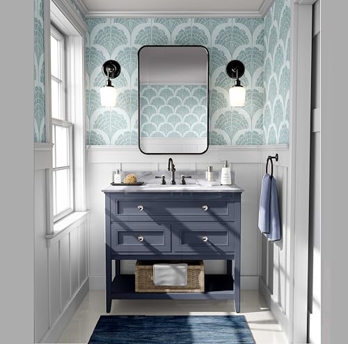 Papier peint feuilles d'éventail bleu pour relooker une chambre de location