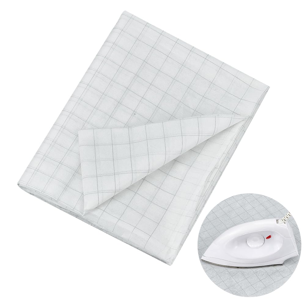 OLYCRAFT Fusible Interfacing with 2.5x2.5cm Grid 1.2x1.83m Lightweight Fusible Interfacing White Non-Woven Interfacings Fabric Iron On Interfacings for Sewing Quilting Handicraft Decor Craft