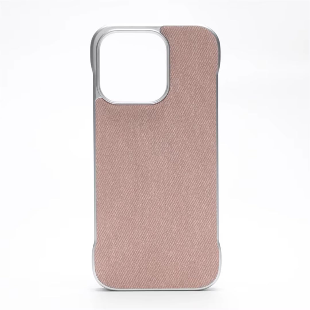 Ultracienkie, bezramkowe etui magnetyczne z teksturą tkaniny do iPhone'a 17 Air 16 Pro Max 15 14 z ładowaniem bezprzewodowym, bezramkowe, twarde etui (do iPhone'a 15/różowe)