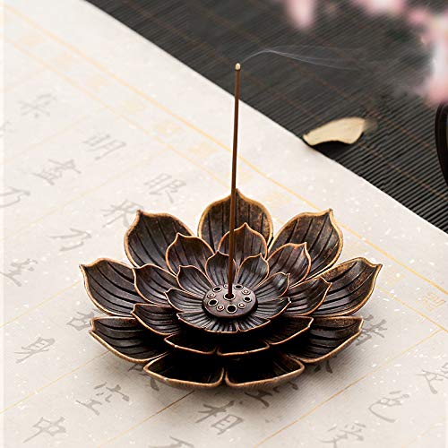 2 Packs Brass Lotus Flower Incense Sticks Holder With Brush, Cone Incense Burner #TOP4