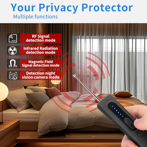Image of 2026 Upgraded Hidden Camera & Bug Detector, 6-Level Sensitivity GPS Signal Scanner, 4 Modes for Travel, Car & Office, Black