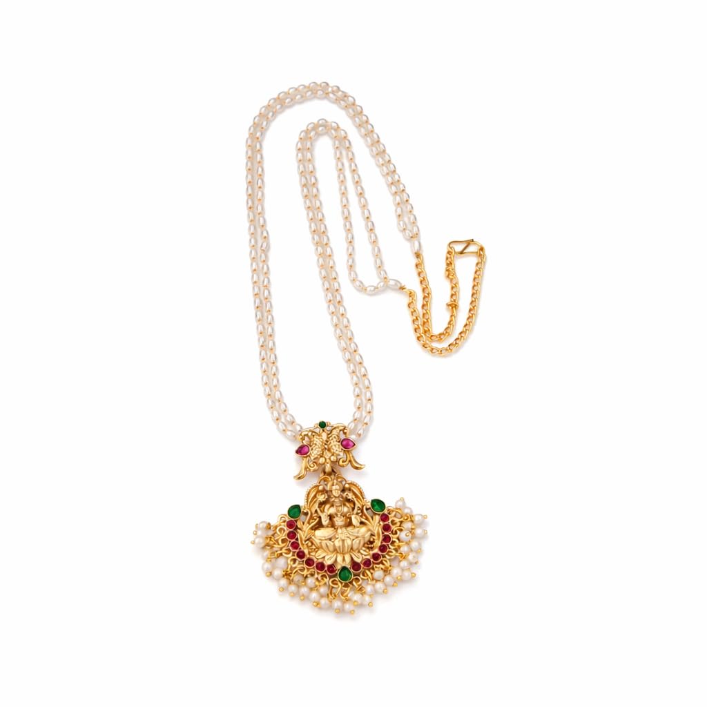 Antique Gold Plated Temple Jewellery Necklace Set with Earrings for Women, Traditional Indian Bridal Necklace Set, South Indian Choker Haram Style Jewellery Set, Ethnic Wedding for Women (South-Pendal-101)-image-44
