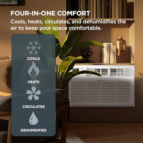 Image of TCL H14T9XH Heat 14,000 Smart Through-The-Wall Air Conditioner, Heater, Fan & Dehumidifier, 230V, 700 Sq. Ft, Remote Control, Compatible with Alexa /Google Assistant, 14000 BTU, White