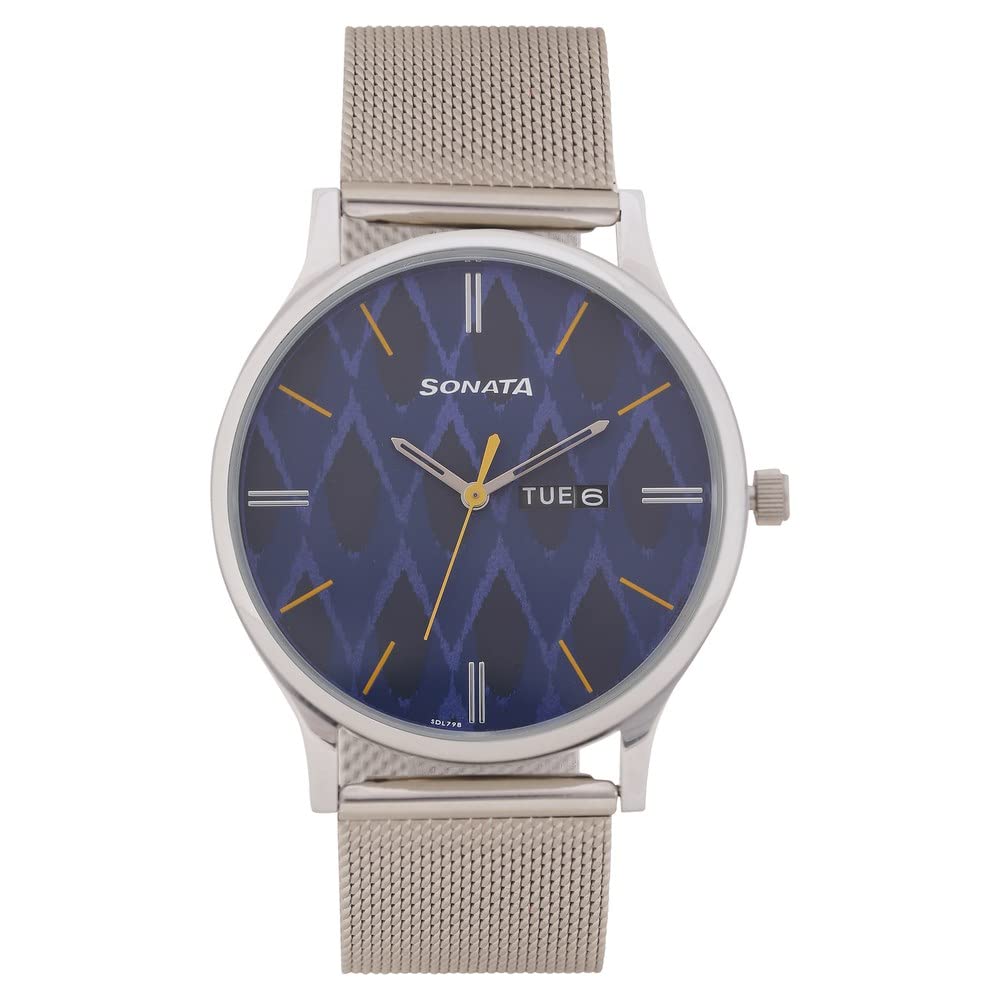 Sonata Knot Blue Dial Stainless Steel Strap Watch for Men-NR77105SM04 (B0BS3KZVYY) Amazon Price History, Amazon Price Tracker