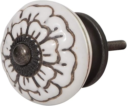 Miniatura 9 de Juego de 10 pomos coloridos de cerámica para cocina, gabinete, cajón, armario (negro y blanco3)