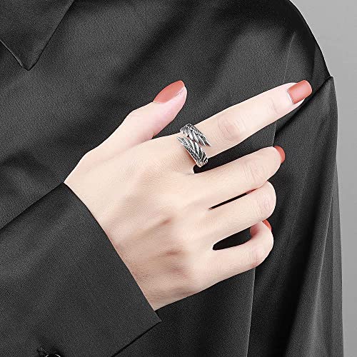 chakrit Angel's Wing Feather Ring Thai Silver Jewelry for Women Men3