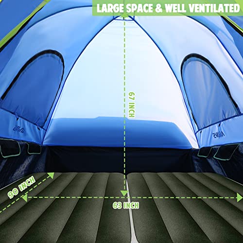 Truck Bed Tent With Rainfly For 5.5-6 Ft Truck Bed - 2 Person Waterproof & Windproof Pickup Truck Tent - Portable Double Layer Tent For Camping & Hiking (Blue) #TOP3