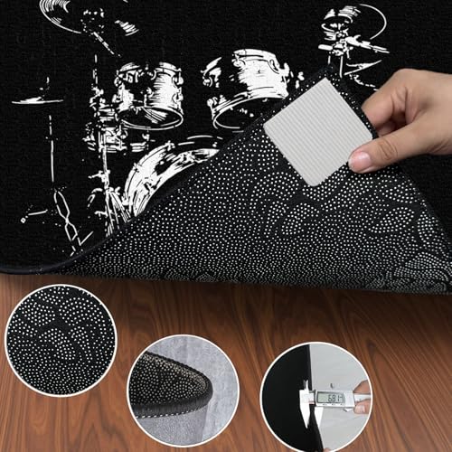 Jaevkwzy Tappeto Professionale Per Batteria E Strumenti A Percussione, Tappeto Batteria Elettronica, 100 X 80 Cm Tappeto A Tamburo Per Assorbimento Degli Urti Insonorizzato Antiscivolo - 6