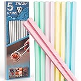 ZDPMK Fiberglass Chopsticks, 5 Pairs Reusable Chopsticks Dishwasher Safe, Japanese Chinese korean Chop sticks Set, Plastic Chop sticks Reusable for Beginners Adults, 9.5 inch Non-Slip Chop sticks
