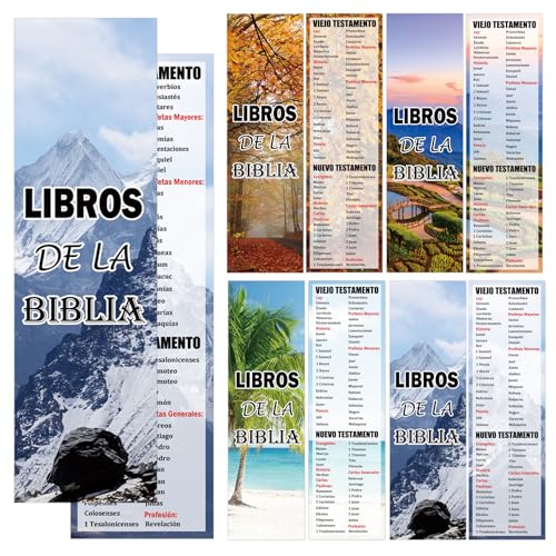 20 marcadores de libros españoles de la Biblia para lectura cristiana religiosa de la Biblia Guía Marcador en Español con Los Libros de La Biblia para lectores, niños, adolescentes, hogar, aula,