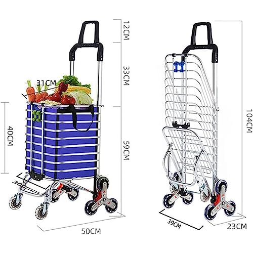 Treppensteigwagen mit 8 Rädern, 360 ° drehbarer Griff, faltbarer Einkaufstrolley mit Abdeckung, 51 kg Kapazität, vielseitiger Rollwagen für Lebensmittellager und Außenbereich – Bild 8