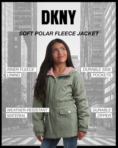 DKNY Girls' Jacket - Cozy Polar Fleece Lined Full Zip Up Jacket with Side Pockets - Athletic Jackets for Girls (7-16)2