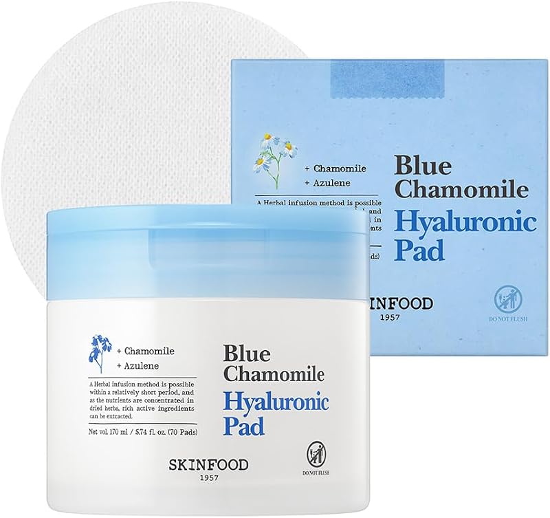 SKINFOOD 1957 Blue Chamomile Hyaluronic Pad — Discos de Toner Hidratante