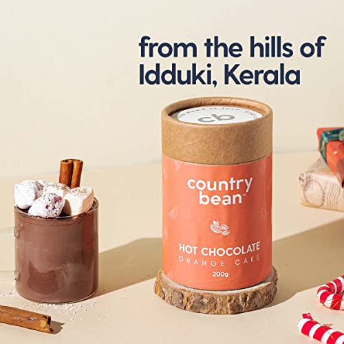 Image of Country Bean Orange Cake Hot Chocolate, 60% less sugar, 200G, Enjoy Hot or Cold, Perfect Beverage For Monsoons
