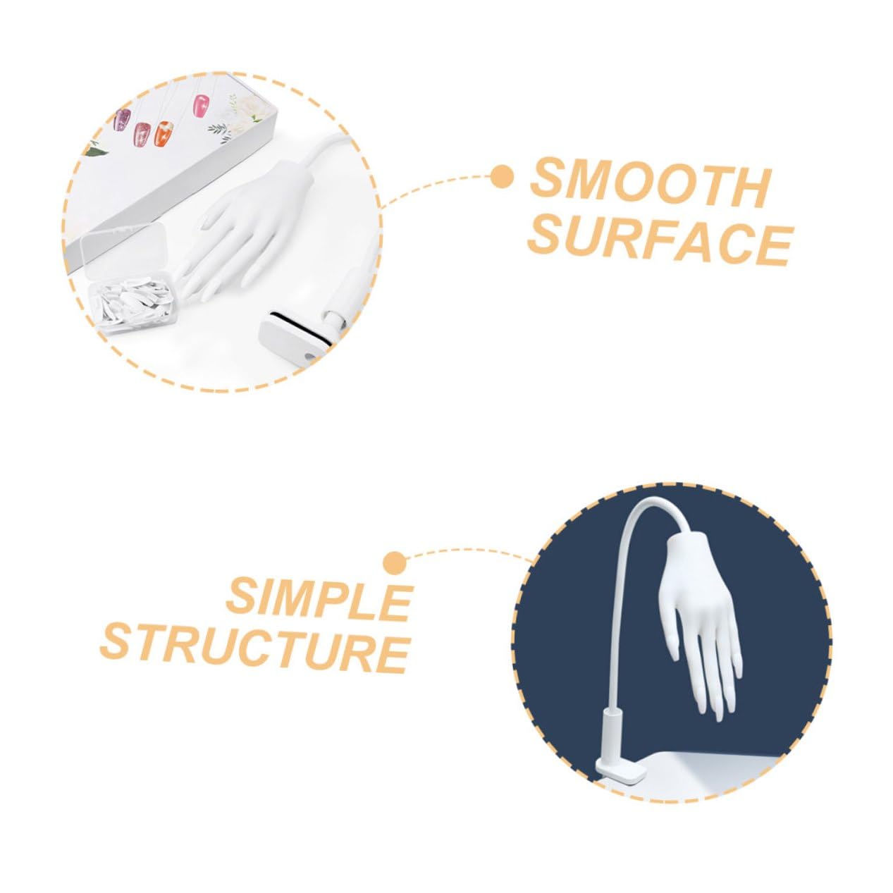 STOBAZA Manicure Practice Hand Model Fake Nail Training Hand for Acrylic Nail Art with Easy-clean Soft Material and Beginners